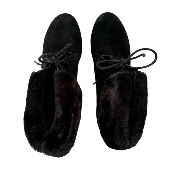 Donald J. Pliner Maxxi Leather Suede Wedge Ankle Boots - Picture 3 of 5